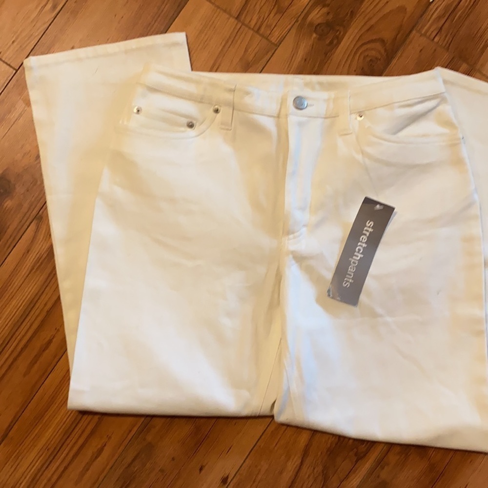 NWT Ann Taylor LOFT White Jean Style 5 Pocket Flare Leg Cropped Stretch Pants::